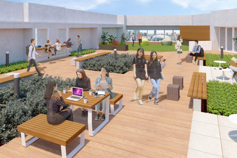 在学生の意見も取り入れ、1号館屋上をリニューアル。完成イメージを公開