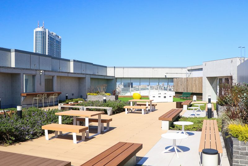 青い空と爽やかな緑、開放感ある都心の眺望！屋上庭園がリニューアル