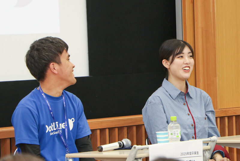 児童福祉業界と睡眠業界、それぞれの分野から「人」を支える先輩が登壇。「人間科学基礎演習A」
